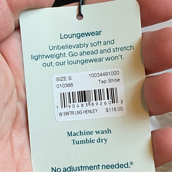 Tommy John Henley lounge sweater knit is n “Tap Shoe” black. Thick and cozy! - Picture 9 of 10